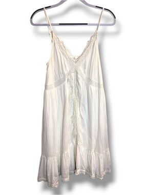 Shyanne Size L White Sleeveless Lace Trim Country Festival Boho Flowy Slip Dress